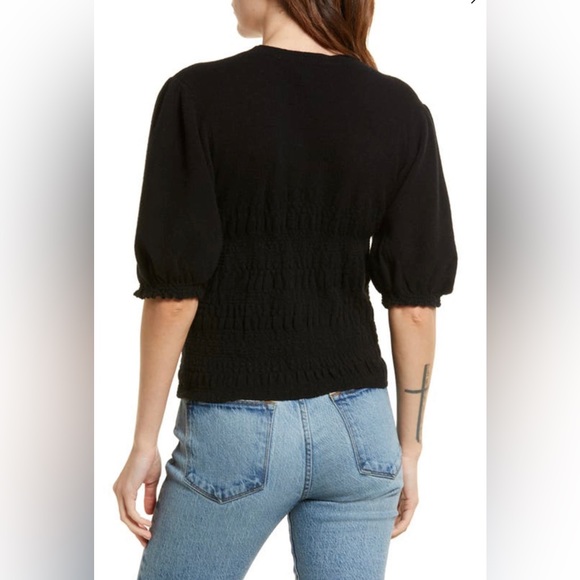 NWOT FRAME Smocked Puff Sleeve Cashmere Sweater - Picture 3 of 6